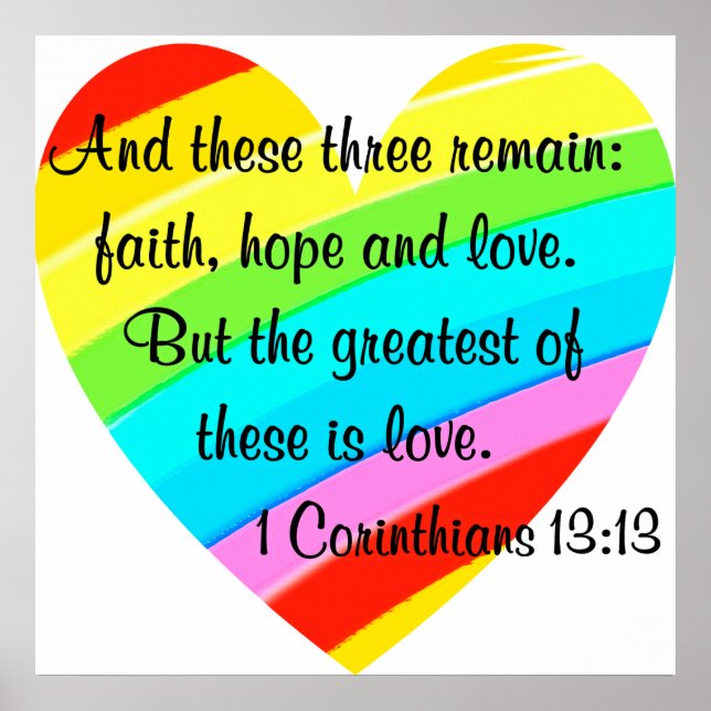 HÜBSCHE KORINTHIANER 13:13 RAINBOW HERZ DESIGN POSTER (Vorne)