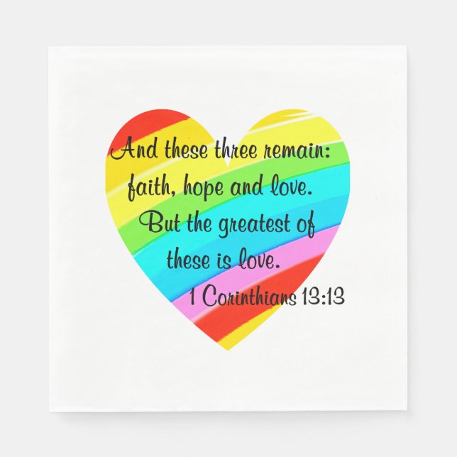 HÜBSCHE KORINTHIANER 13:13 RAINBOW HERZ DESIGN SERVIETTE (Vorderseite)