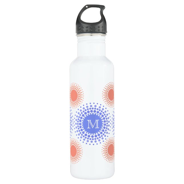 Hübsche Kreise und Monogramm Edelstahlflasche (Vorderseite)