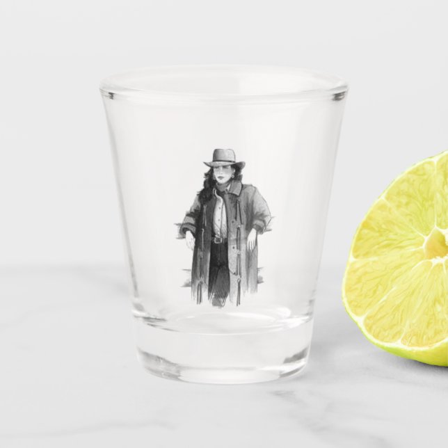 Hübsche Kuh Girl Schnapsglas (Vorderseite)