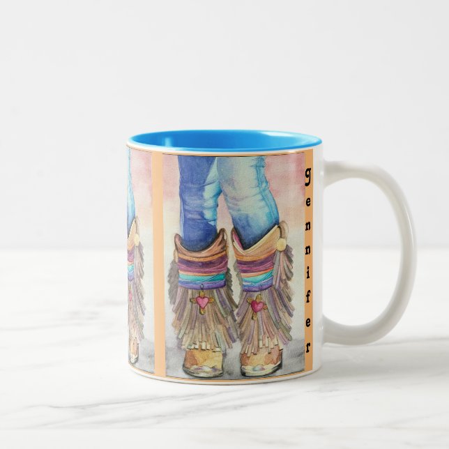 Hübsche kundenspezifische Southwest Style Boots Ka Zweifarbige Tasse (Rechts)