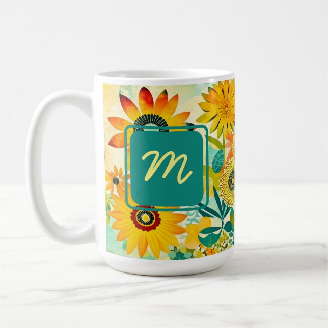 Hübsche Kunst-Blume Mit Monogramm Kaffeetasse (Links)