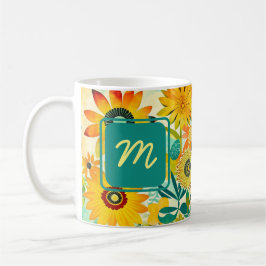 Hübsche Kunst-Blume Mit Monogramm Kaffeetasse