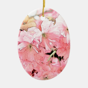 Hübsche künstlerische Skizze rosa Kirschblüten Keramik Ornament