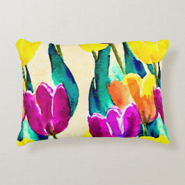 Hübsche künstlerische Tulpenkunst Wasserfarbe Lila Dekokissen