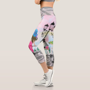 Hübsche Lady mit rosa Herzballon - I Liebe Paris Capri Leggings