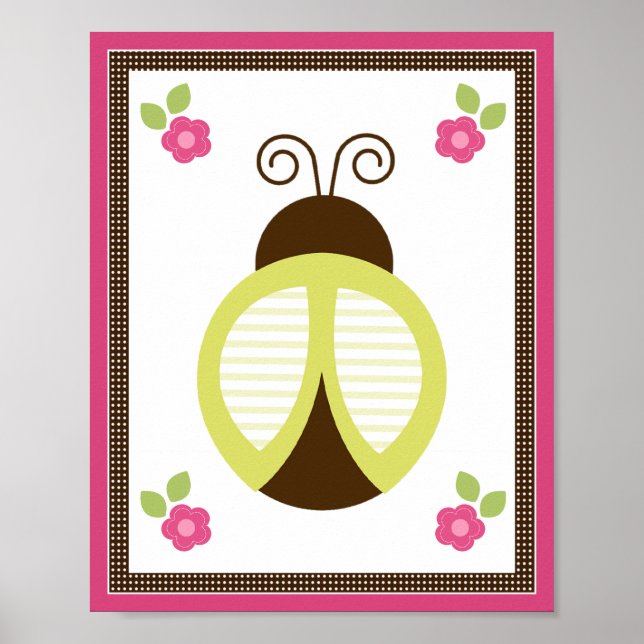 Hübsche Ladybug und Blume Kinderzimmer Art Poster (Vorne)
