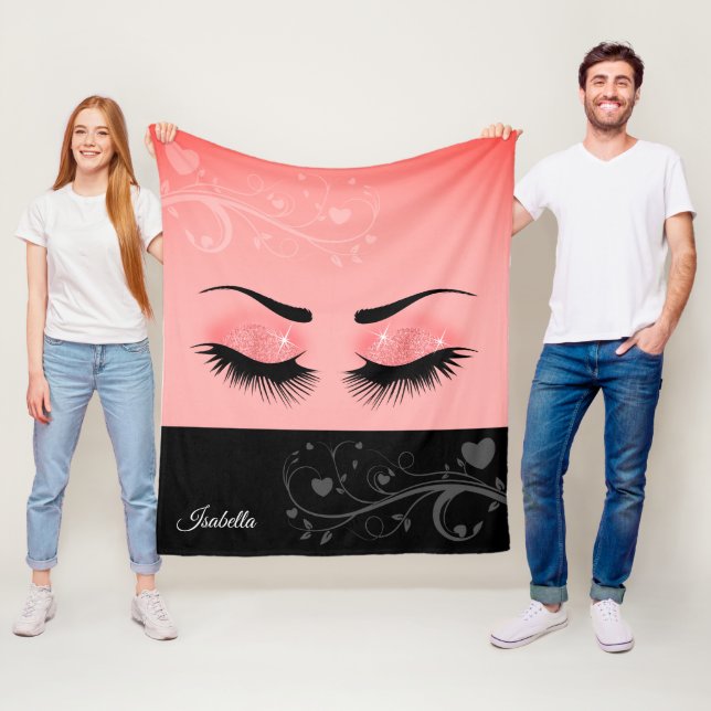 Hübsche Lashes - Korallenrosa Fleecedecke (Beispiel)