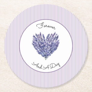 Hübsche Lavendel Weiße Streifen Hochzeit Runder Pappuntersetzer