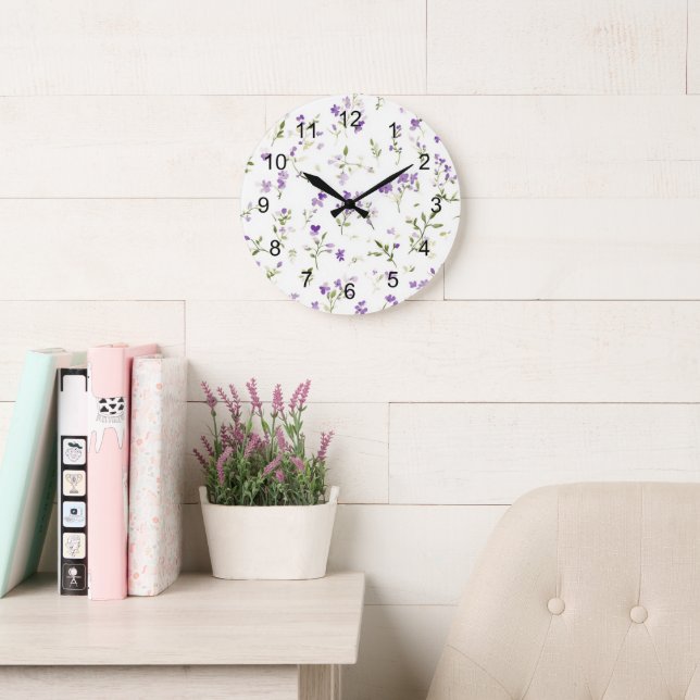 Hübsche Lavendelblüten Große Wanduhr (Lesesaal)