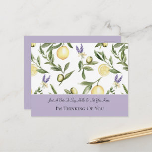 Hübsche Lavendelblüten Zitronen Ich denke an Dich Postkarte