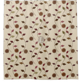 Hübsche Leaf-Blume Blumenmuster Creme Beige Duschvorhang