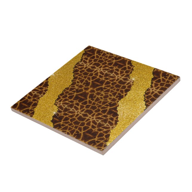 Hübsche Ledergiraffe Tierausdruck mit Glitzer Fliese (Seite)