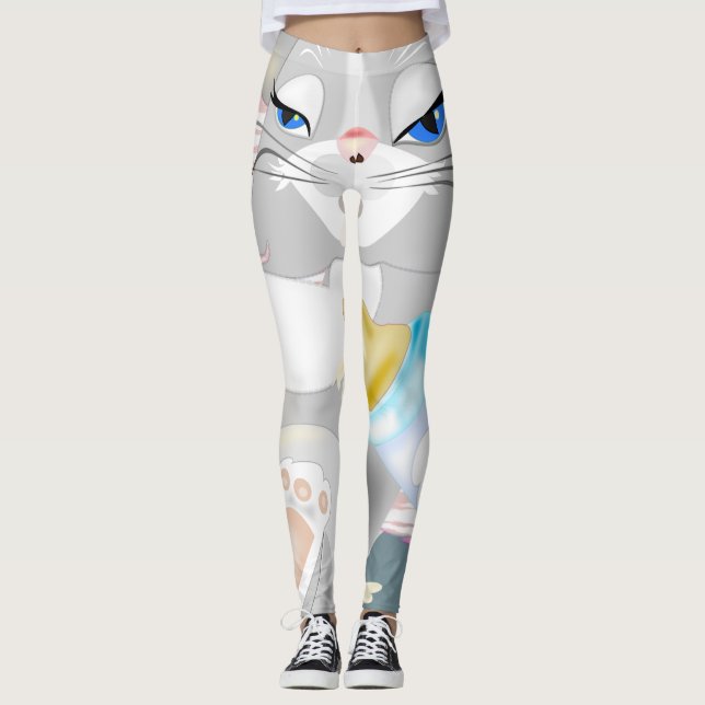 Hübsche Leggings mit Katze (Vorderseite)
