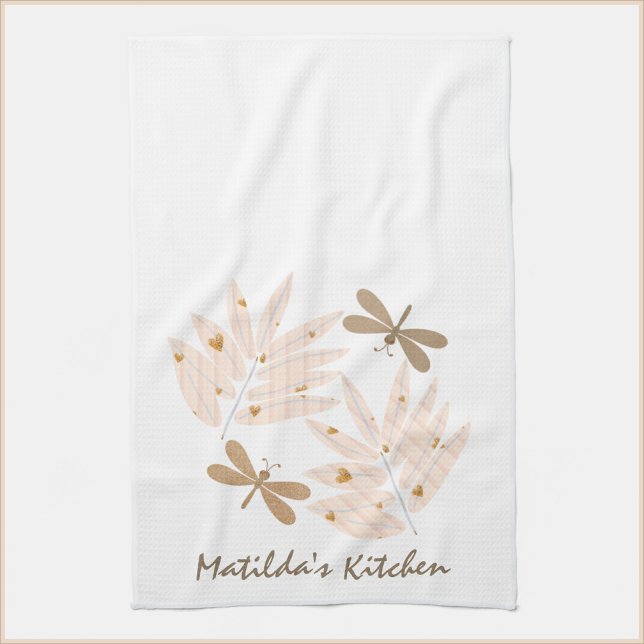 Hübsche Libelle und Blätter Geschirrtuch (Von Creator hochgeladen)