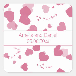 Hübsche Liebe Personalisierter Hochzeitsticker Quadratischer Aufkleber