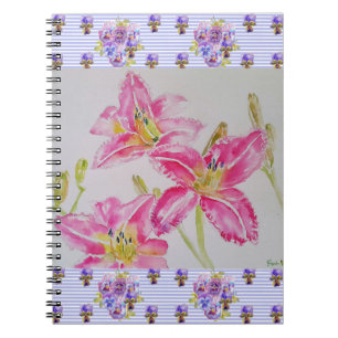 Hübsche Liege in Pink Wasserfarben Malerei Lilium  Notizblock