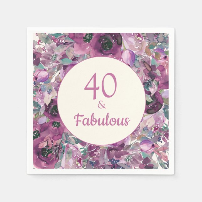 Hübsche Lila Aquarellblume 40 Fantastisch Serviette (Vorderseite)