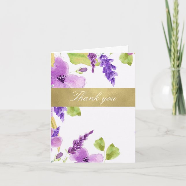Hübsche Lila Aquarellblume Vielen Dank Dankeskarte (Vorderseite)