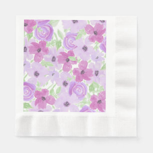 Hübsche Lila Aquarellblütendusche Serviette