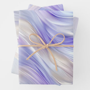 Hübsche Lila blaue Perle Weiße Wirbel Geschenkpapier Set