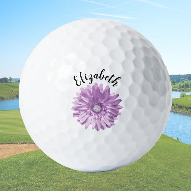 Hübsche lila Blume individuelle Name Damen Golfball (Von Creator hochgeladen)
