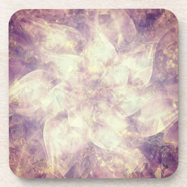 Hübsche Lila Blume Mandala Getränkeuntersetzer (Vorderseite)