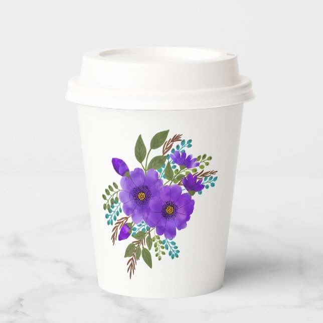 Hübsche Lila Blume Pappbecher (Vorderseite)