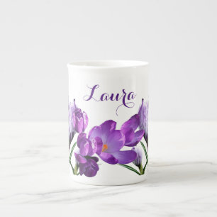 Hübsche lila Blume Spaß beim Anpassen des Laura-Na Prozellantasse