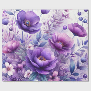 Hübsche lila Blumen Geschenkpapier