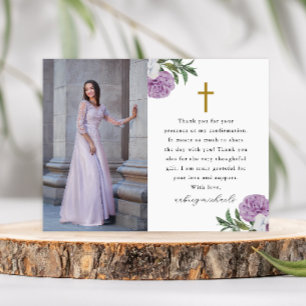 Hübsche Lila Blumenbestätigung Vielen Dank Foto Postkarte