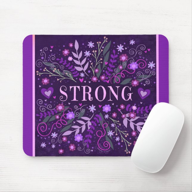 Hübsche Lila Blumenstärke Inspirierend Inspiritivi Mousepad (Mit Mouse)