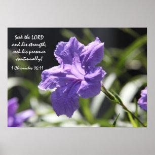 Hübsche lila Blüte mit Bibelverse über den Glauben Poster