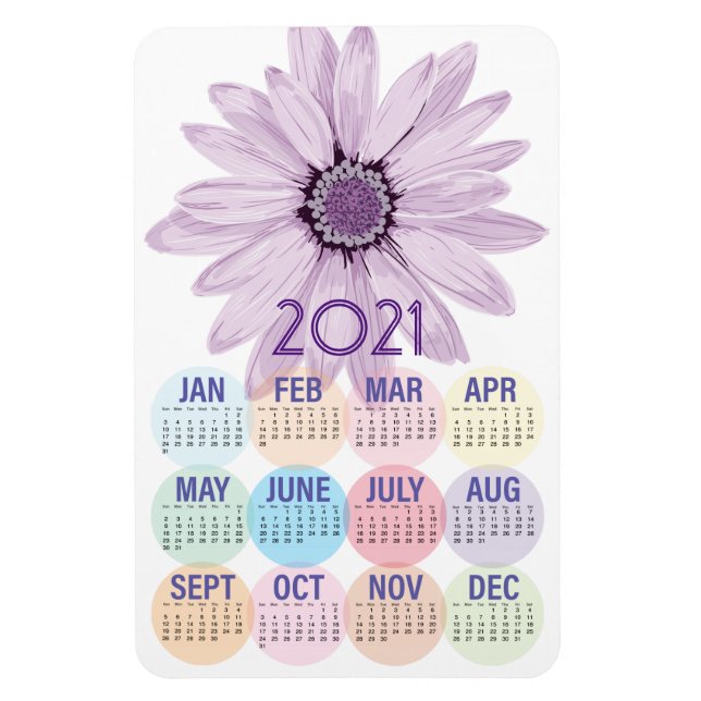 Hübsche Lila Daisy | Benutzerdefinierter Kalender  Magnet (Vertikal)