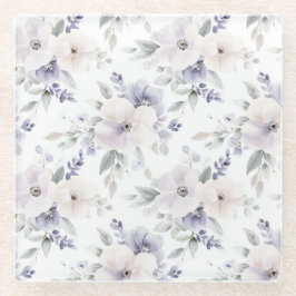 Hübsche Lila Elfenbein-Lavendel-Blume Glasuntersetzer