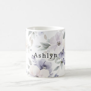 Hübsche Lila Elfenbein-Lavendel-Blume Kaffeetasse