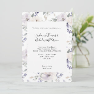 Hübsche Lila Elfenbeinküche Blume Hochzeit Einladung