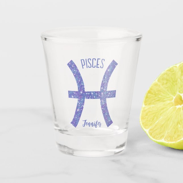 Hübsche Lila Fische Astrologie Signieren Personali Schnapsglas (Vorderseite)