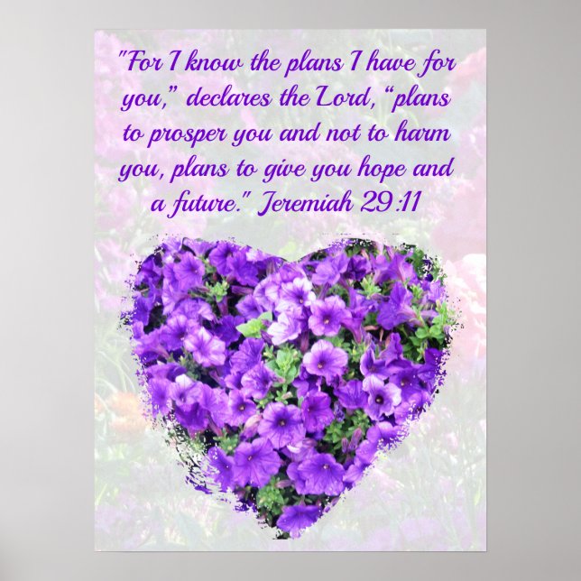 HÜBSCHE LILA FLORAL JEREMIAH 29:11 BIBLE VERSE POSTER (Vorne)