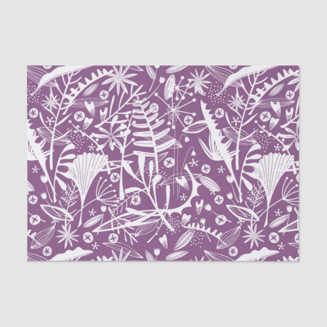 Hübsche Lila florale botanische Seidenpapier (Vorderseite)