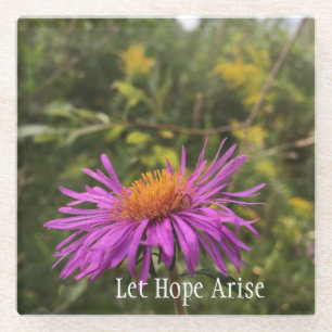 Hübsche Lila Gold-Blume Inspiration für Hoffnung Z Glasuntersetzer