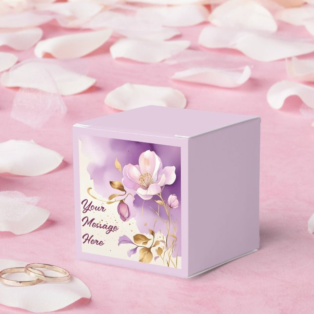 Hübsche Lila Goldfloral Geschenkschachtel (Hochzeit)