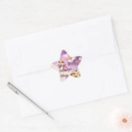 Hübsche Lila Goldfloral Stern-Aufkleber