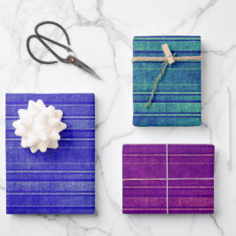 Hübsche, Lila, grüne, blaue Streifen Geschenkpapier Set