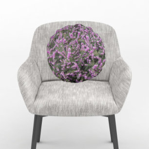 Hübsche Lila Heather Floral Rundes Kissen