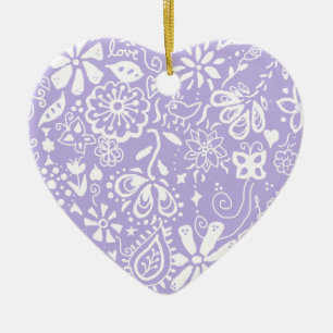 Hübsche lila Herz-Verzierungs-Dekoration Keramik Ornament