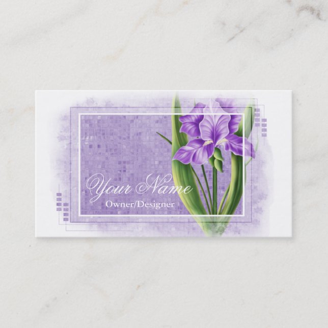 Hübsche lila Iris-Blumen-Geschäfts-Karten d2 Visitenkarte (Vorderseite)