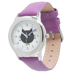 Hübsche lila Kitty-Katze Armbanduhr