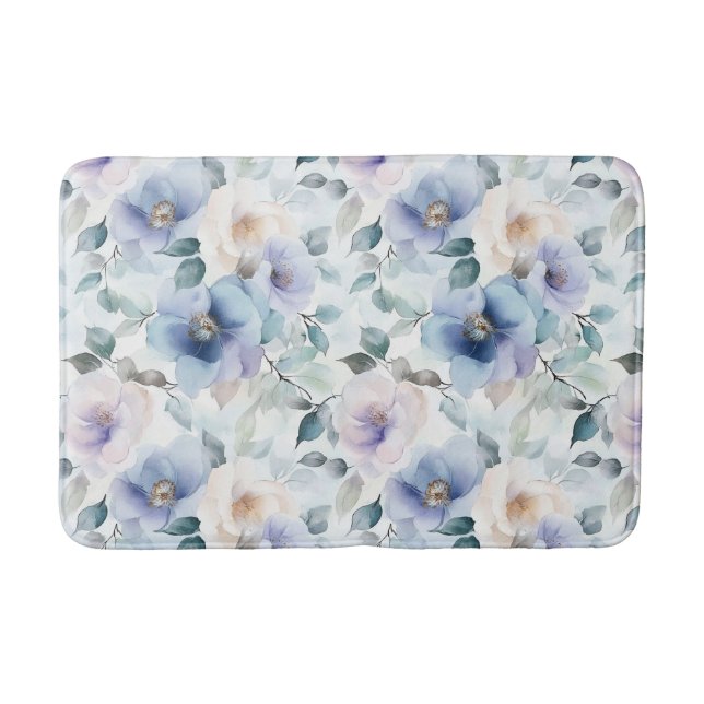 Hübsche Lila Lavendel Weiße Blume Badematte (Vorderseite)
