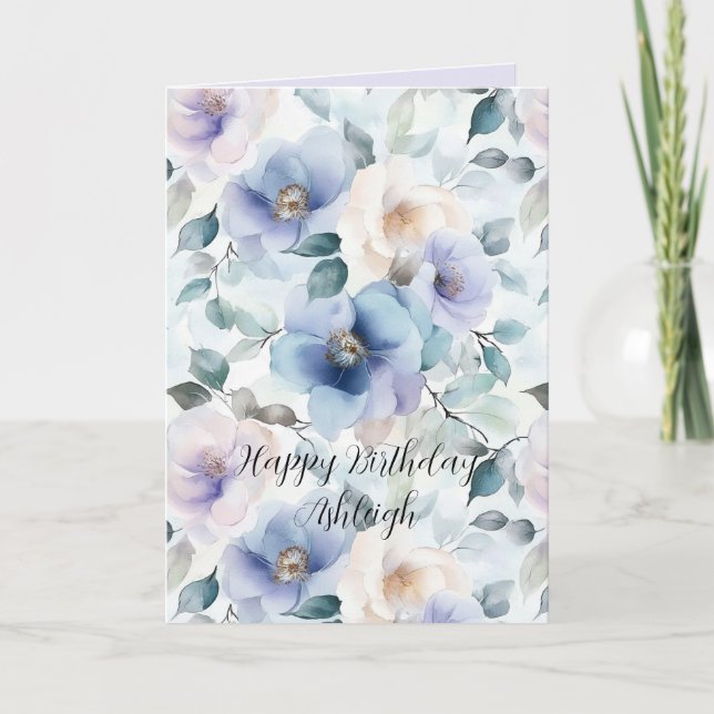 Hübsche Lila Lavendel Weiße Blume Geburtstag Karte (Vorderseite)